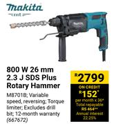 Makita 800W 26mm 2.3J SDS Plus Rotary Hammer 667672