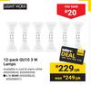 Lightworx 12 Pack GU10 3W Lamps-Per Pack