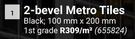 2-Bevel Metro Tiles 655824-Per m²