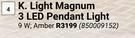 K. Light Magnum 3 LED Pendant Light 850009152