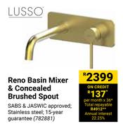 Lusso Reno Basin Mixer & Concealed Brushed Spout 782881