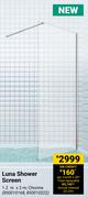 Lusso Luna Shower Screen Chrome 850010168, 850010222-1.2m x 2m