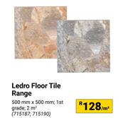 Ledro Floor Tile Range-500mm x 500mm Per Sqm