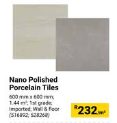 Nano Polished Porcelain Tiles 516892, 528268-Per Sqm