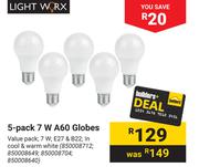 Lightworx 5-Pack 7W A60 Globes