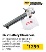 Ryobi 36V Battery Blower Vac