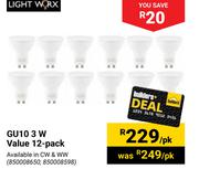 Lightworx GU10 3W Value (12-Pack)-Per Pack