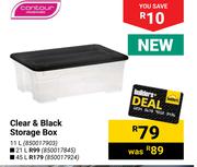 Contour 11Ltr Clear & Black Storage Box 8500179033