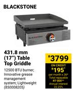 Black Stone 431.8mm (17") Table Top Griddle