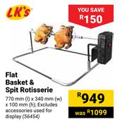 LK's Flat Basket & Spit Rotisserie