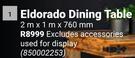 Design House Eldorado Dining Table 2m x 1m x 760mm