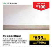 PG Bison Melamine Board-1.83m x 2.75m x 16mm Each