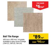 Bali Tile Range-430mm x 430mm Per Sqm