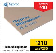 Gyproc Rhino Ceiling Board 6.4mm x 1.2m x 3.0m