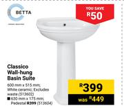 Betta Classico Wall-Hung Basin Suit 513602-600mm X 515mm