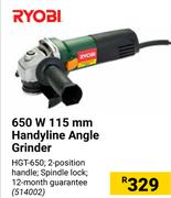 Ryobi 650W 115mm Handyline Angle Grinder HGT-650