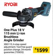 Ryobi One Plus 18V 115mm Li-Ion Brushless Angle Grinder XBG115