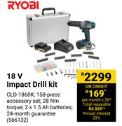 Ryobi 18V Impact Drill Kit CLD-1860K