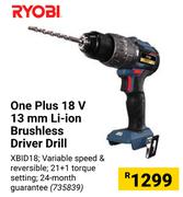 Ryobi One Plus 18V 13mm Li-Ion Brushless Driver Drill XBID18