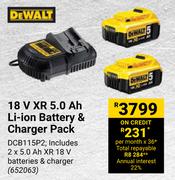 Dewalt 18V XR 5.0 Ah Li-Ion Battery & Charger Pack