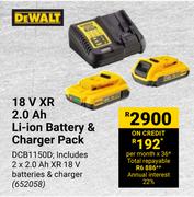 Dewalt 18V XR 2.0 Ah Li-Ion Battery & Charger Pack