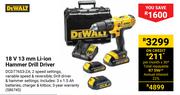 Dewalt 18V 13mm Li-Ion Hammer Drill Driver