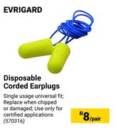Evrigard Disposable Corded Earplugs 570316-Per Pair