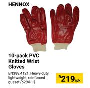 Hennox 10-Pack PVC Knitted Wrist Gloves 620411-Per Pack
