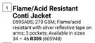 Beck Flame/Acid Resistant Conti Jacket 605948