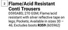 Beck Flame/Acid Resistant Conti Trousers 605962