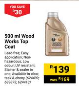 Fired Earth 500ml Wood Works Top Coat