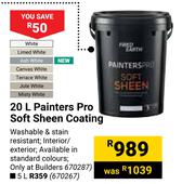 Fired Earth 5L Painters Pro Soft Sheen Coating