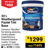 Dulux 20L Weatherguard pastel Tint Base