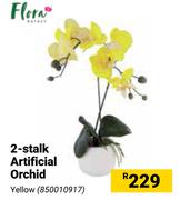Flora 2-Stalk Artificial Yellow Orchid