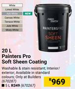 Fired Earth Painters Pro Soft Sheen Coating-20Ltr