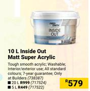 Fired Earth Inside Out Matt Super Acrylic-10Ltr