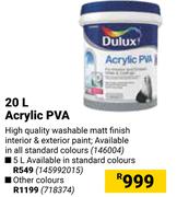 Dulux Acrylic PVA (Other Colours)-20Ltr