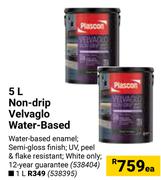 Plascon Non-Drip Velvaglo (Water-Based)-5Ltr Each