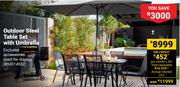 Outdoor Steel Table Set With Umbrella