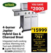 Outback 4-Burner Jupiter Hybrid Gas & Charcoal Braai 850002217