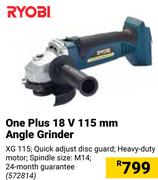 Ryobi One Plus 18V 115mm Angle Grinder XG115
