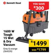 Bennett Read 1600 W Tough 15 Wet & Dry Vacuum (Grey & Orange)