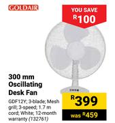 Goldair 300mm Oscillating Desk Fan GDF12Y