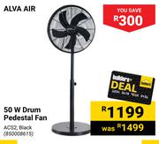 Alva Air 50W Black Drum Pedestal Fan ACS2
