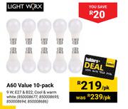 Light Worx 9W A60 Value 10-Pack-Per Pk