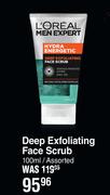L'Oreal Men Expert Deep Exfoliating Face Scrub Assorted-100ml