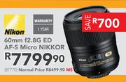 Nikon 60mm f2.8G ED AF-S Micro Nikkor