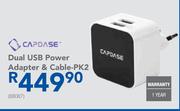 Capdase Dual USB Power Adapter & Cable-PK2