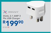 Whizzy Dual 2.1 AMP 3 Pin USB Charger