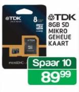 TDK 8GB SD Mikro Geheue Kaart